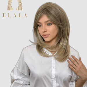 100% emberi haj paróka - sötét szőke - természetes