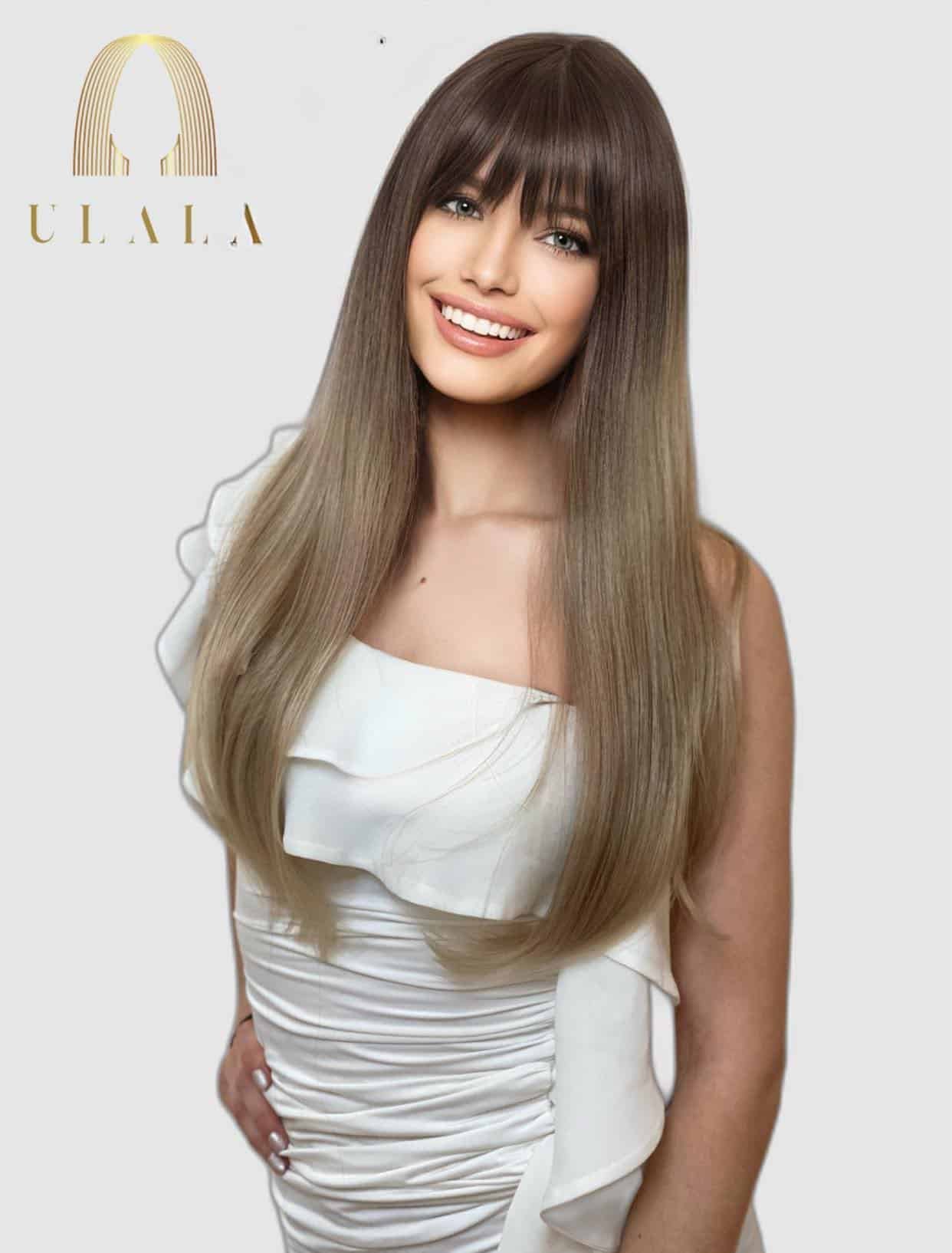 100% igazi emberi haj paróka, barna balayage