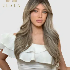 Hosszú, ezüst szőke paróka - 70% valódi hajból