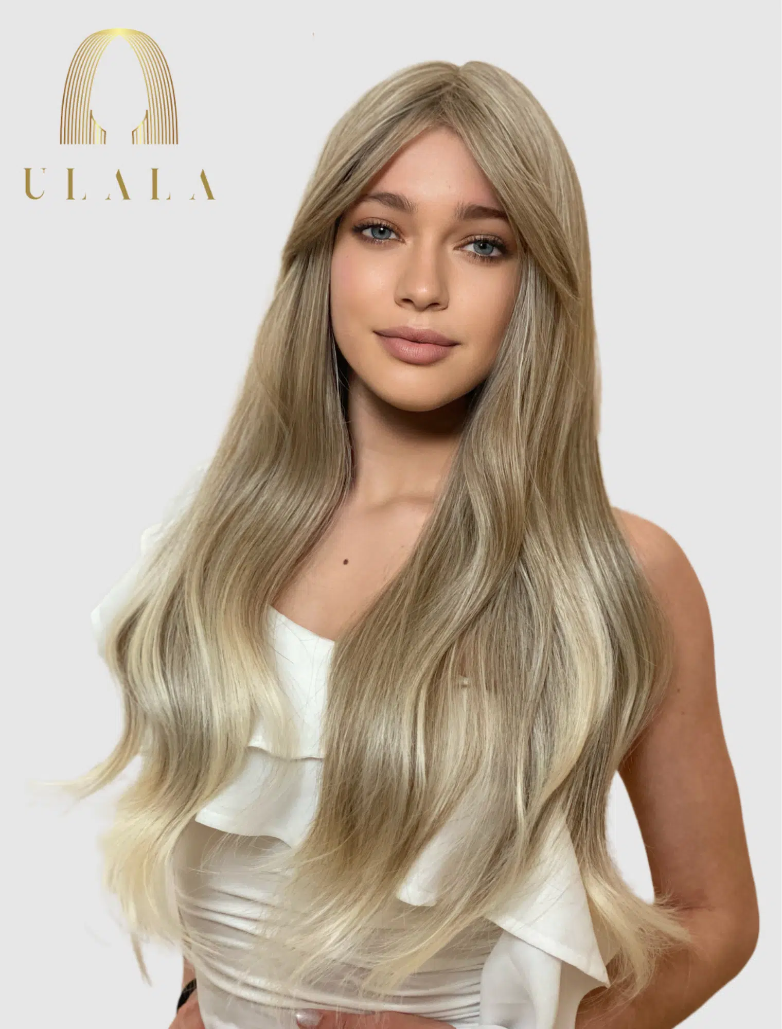 Hosszú természetes szőke balayage ombre paróka