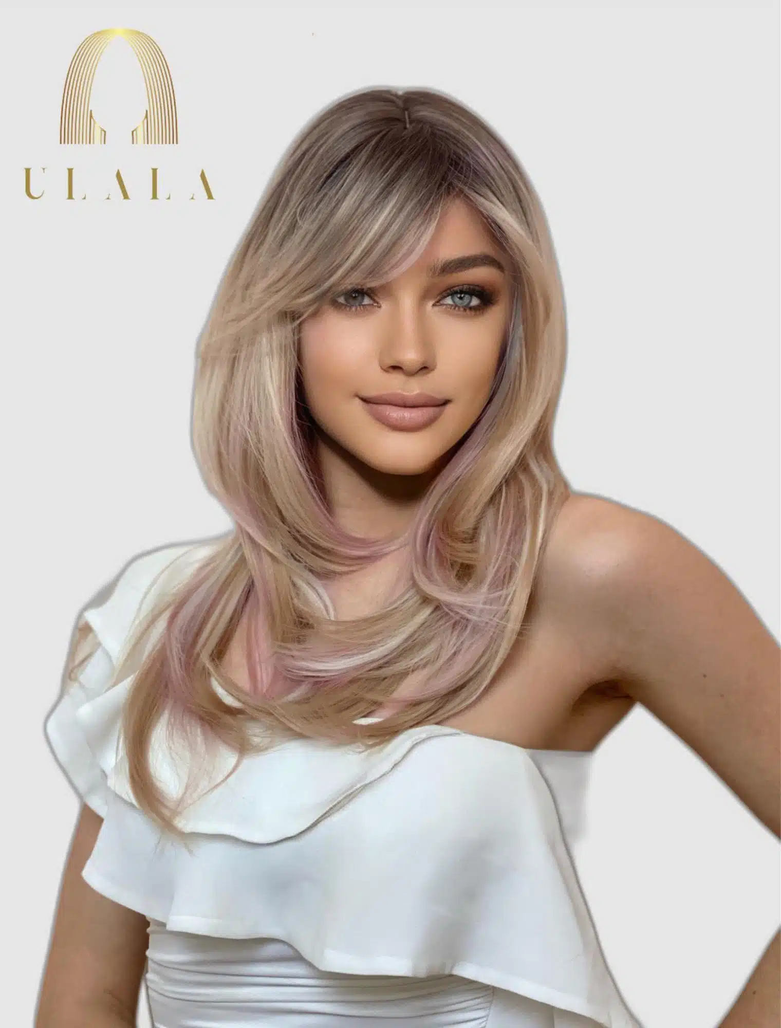 szőke ombre pink paróka