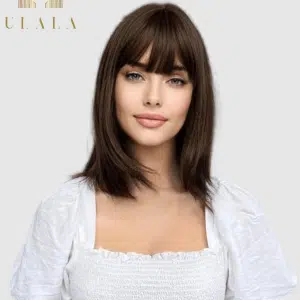 Barna félhosszú paróka valódi hajból