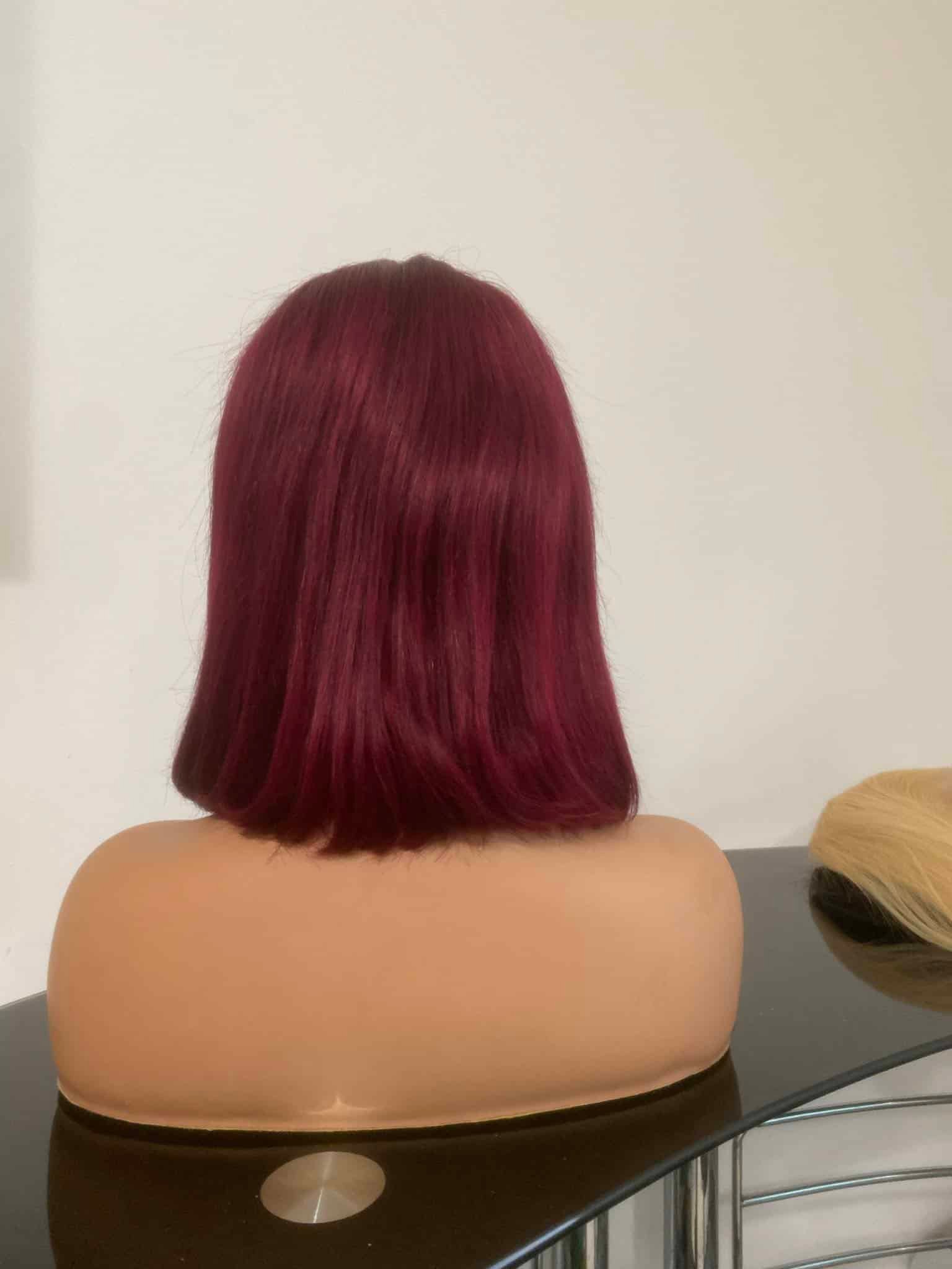 burgundy vörös 100% valódi haj paróka