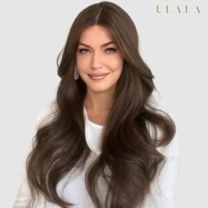 Hosszú barna emberi haj paróka