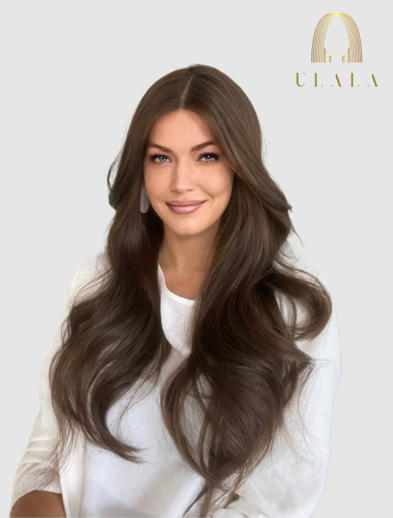 Hosszú barna emberi haj paróka