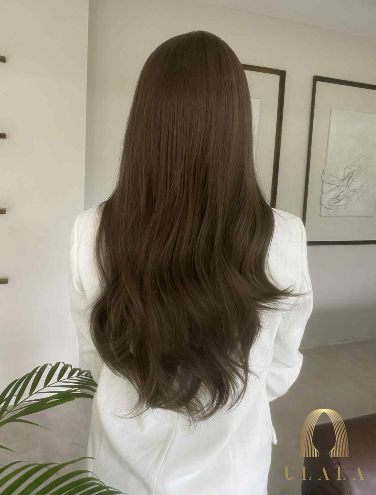 Hosszú barna hálós paróka emberi hajból