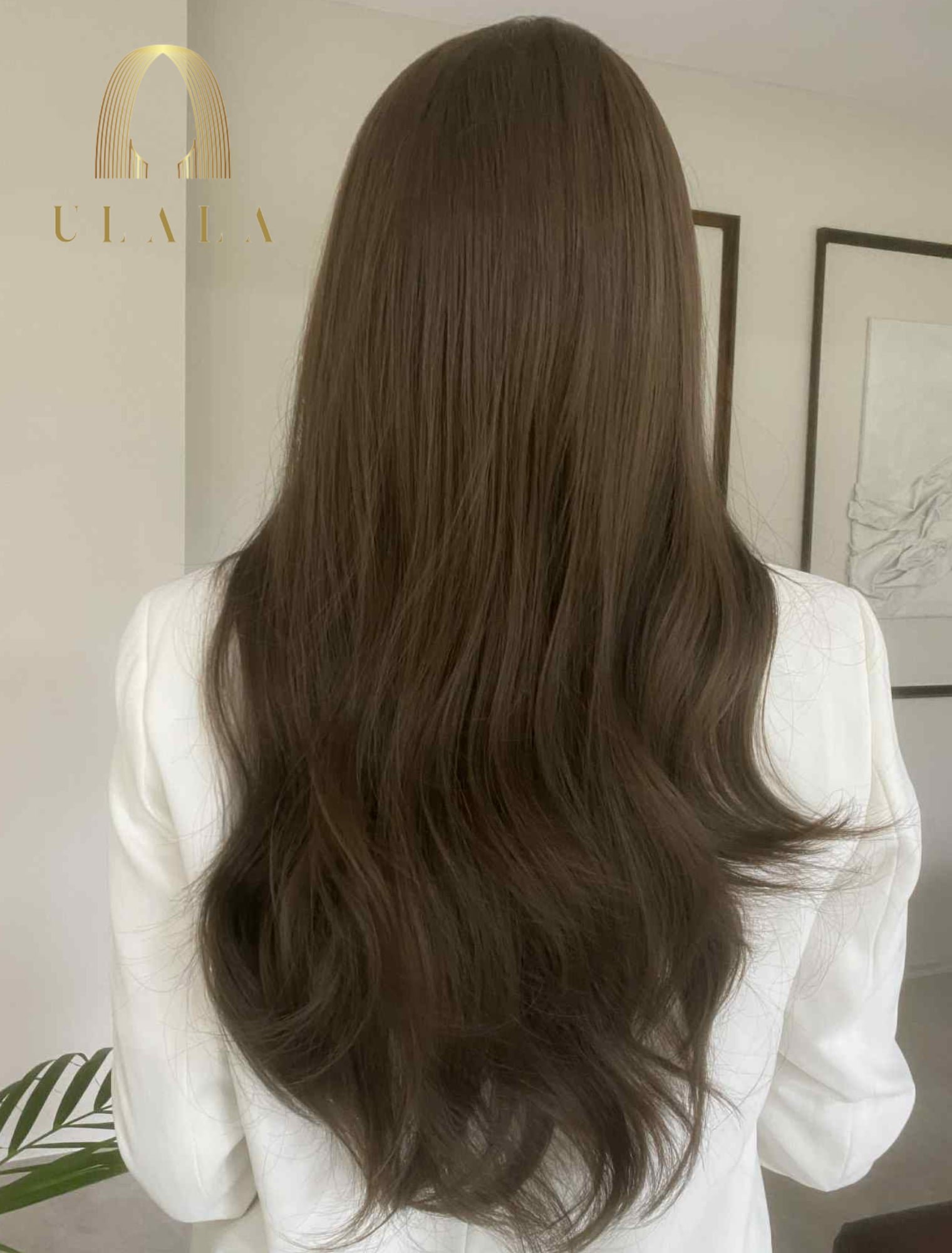 Hosszú barna hálós paróka valódi hajból