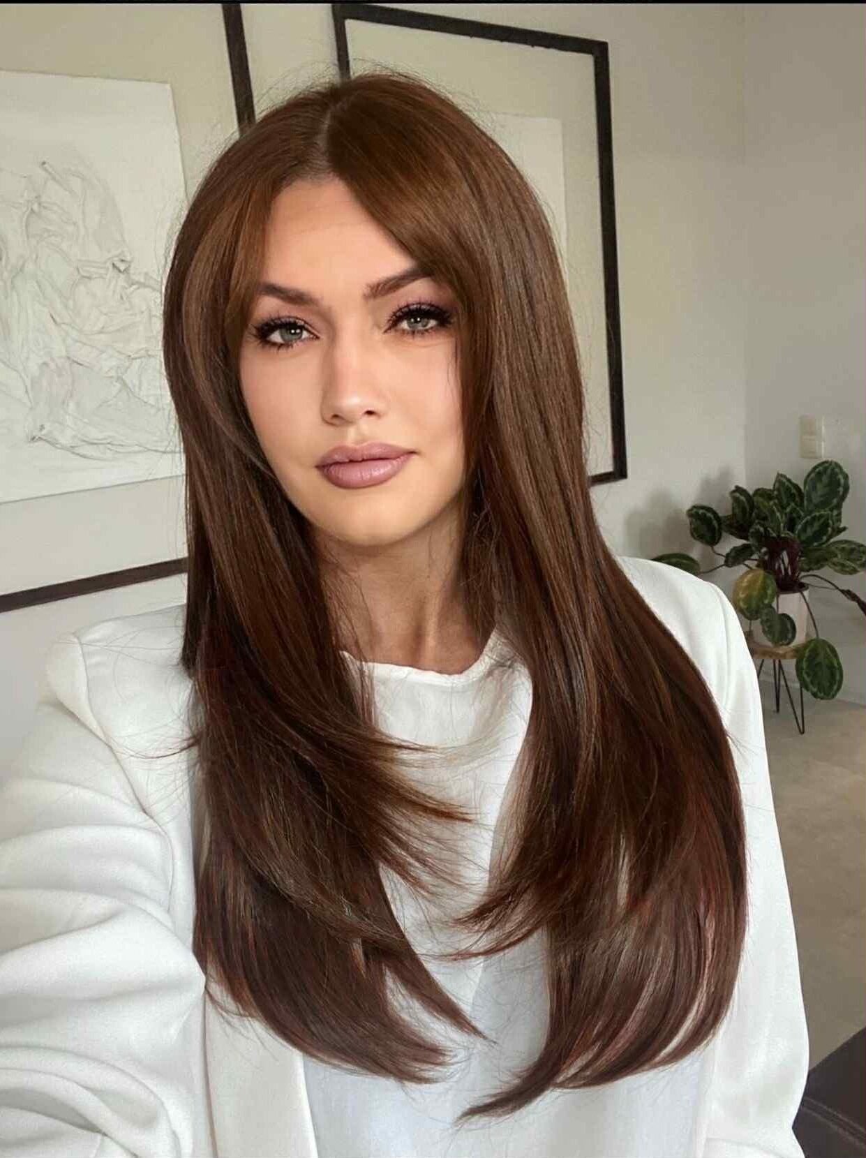 Hosszú barna paróka valódi hajból