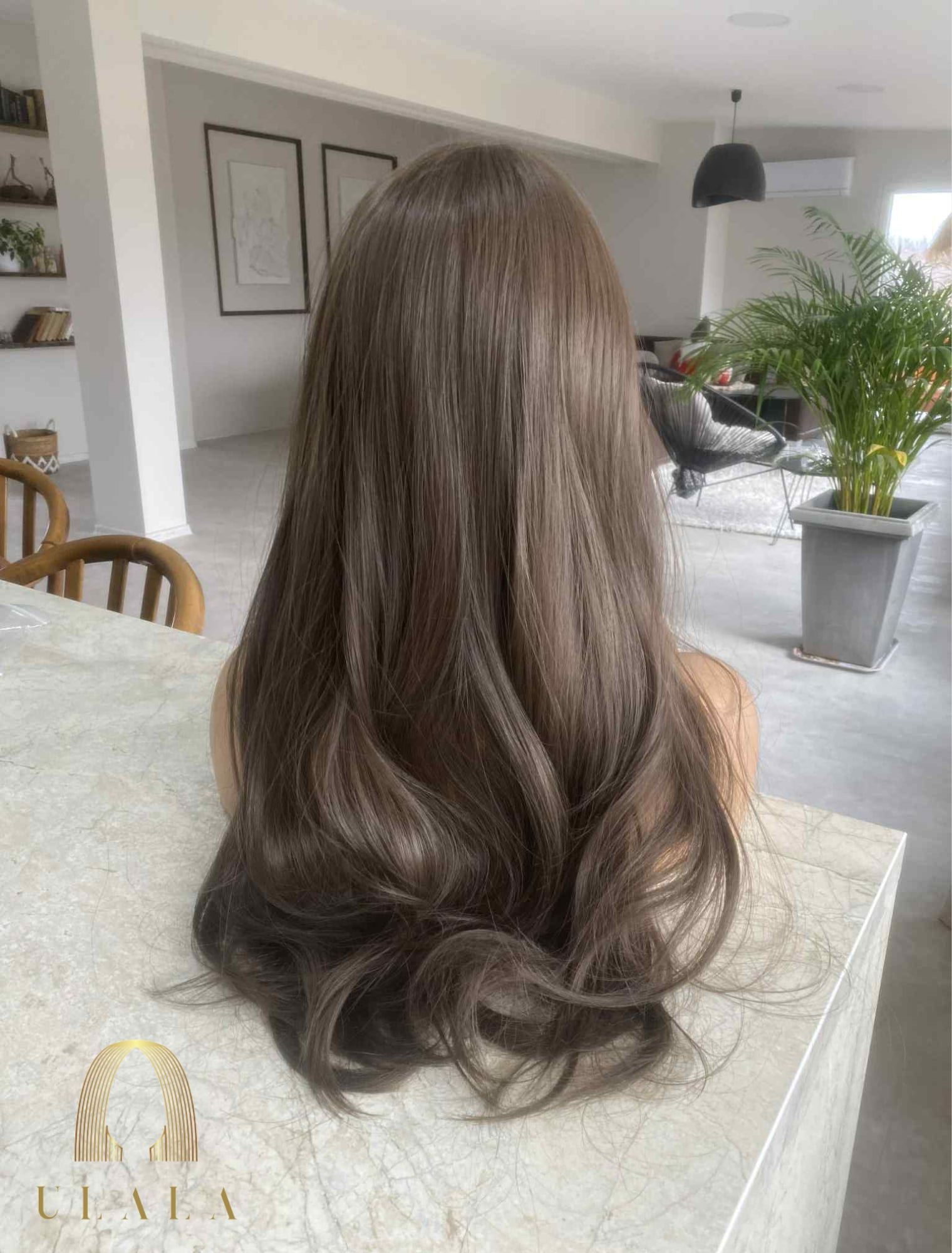 Hosszú barna valódi haj paróka