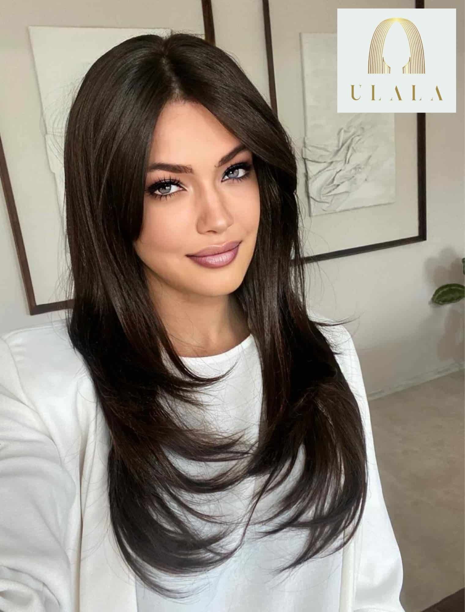 Hosszú sötétbarna kemoterápiás paróka