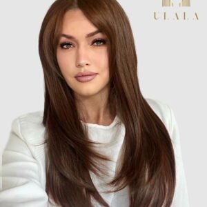 Hosszú világosbarna lace front paróka