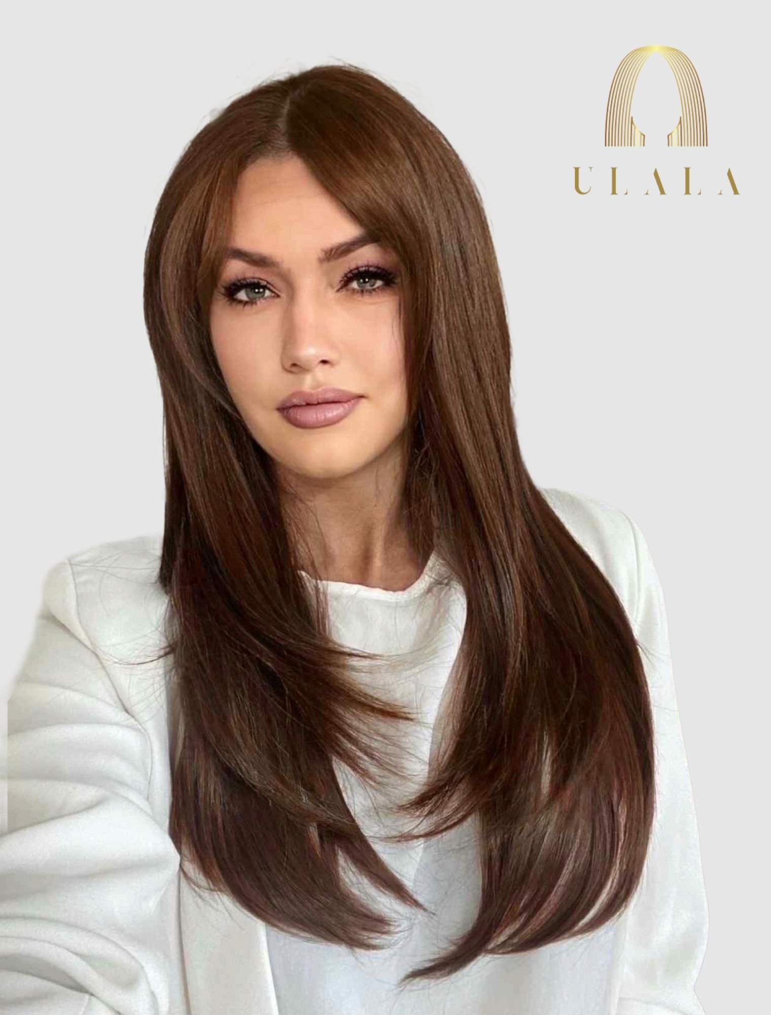 Hosszú világosbarna lace front paróka