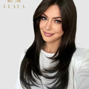 Természetes hosszú sötétbarna paróka