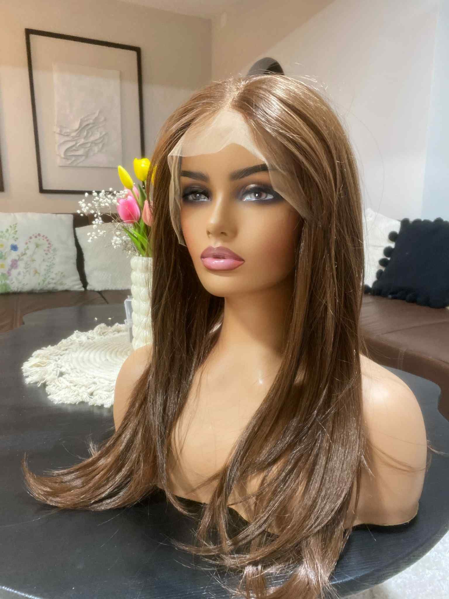 Világosbarna hálós lace front paróka