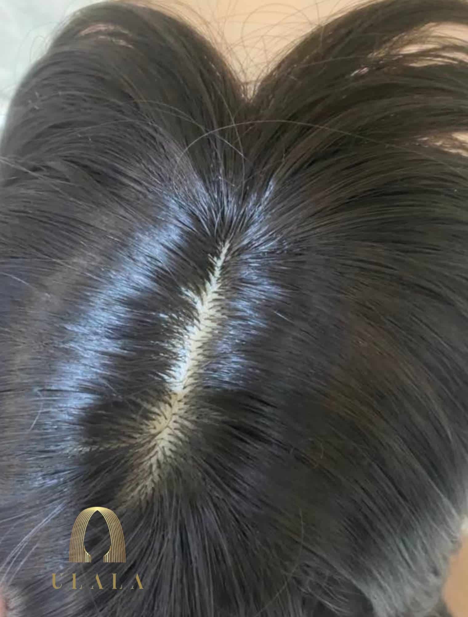 sötétbarna paróka mű fejbőrrel