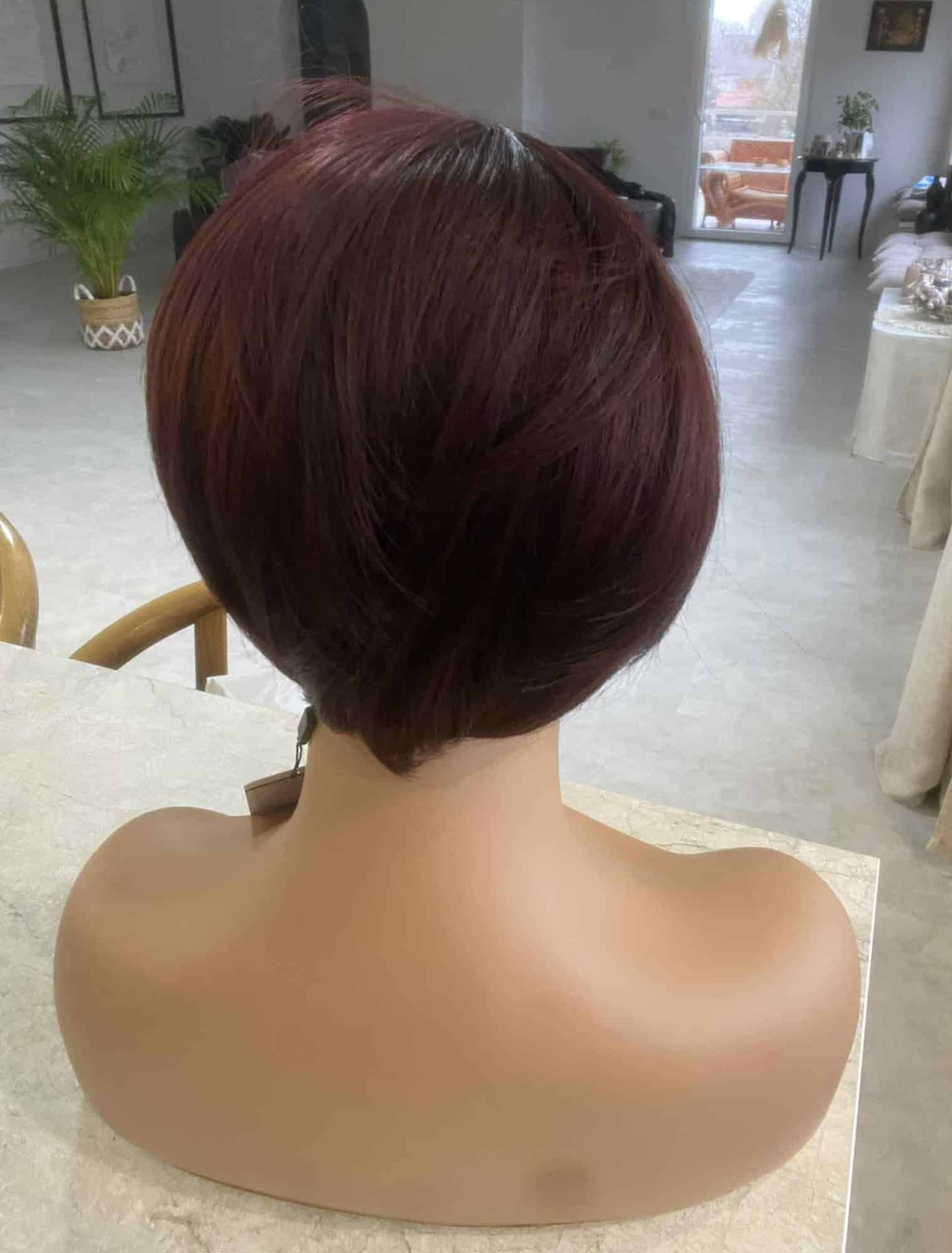 rövid burgundy vörös paróka valódi hajból