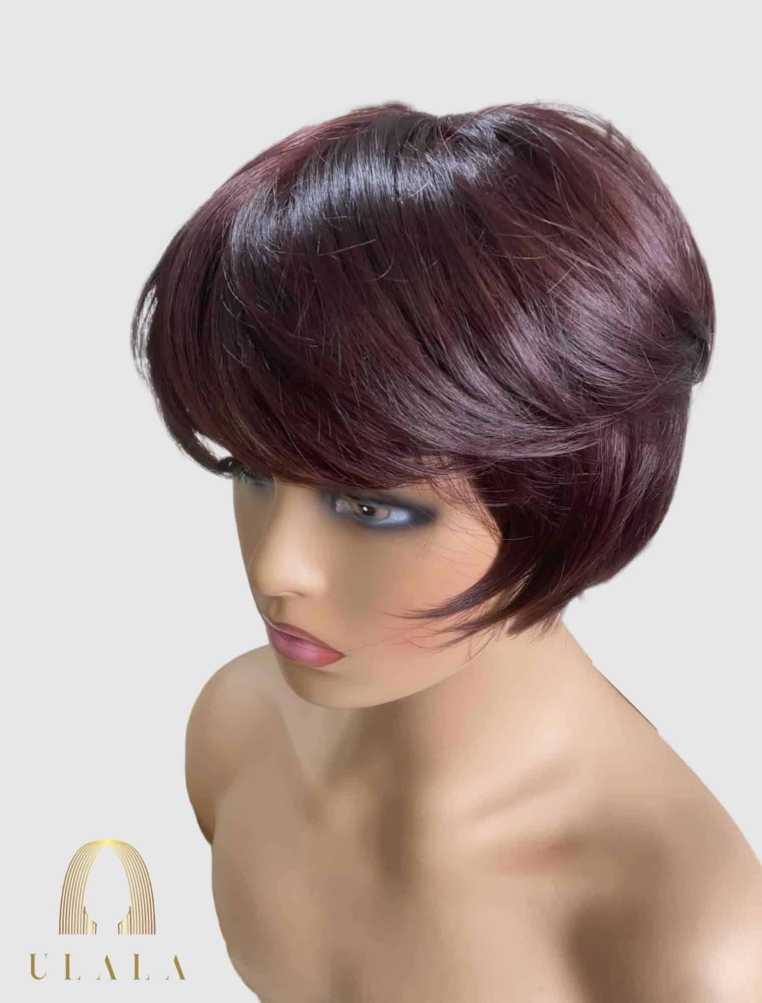 természetes rövid burgundy vörös paróka